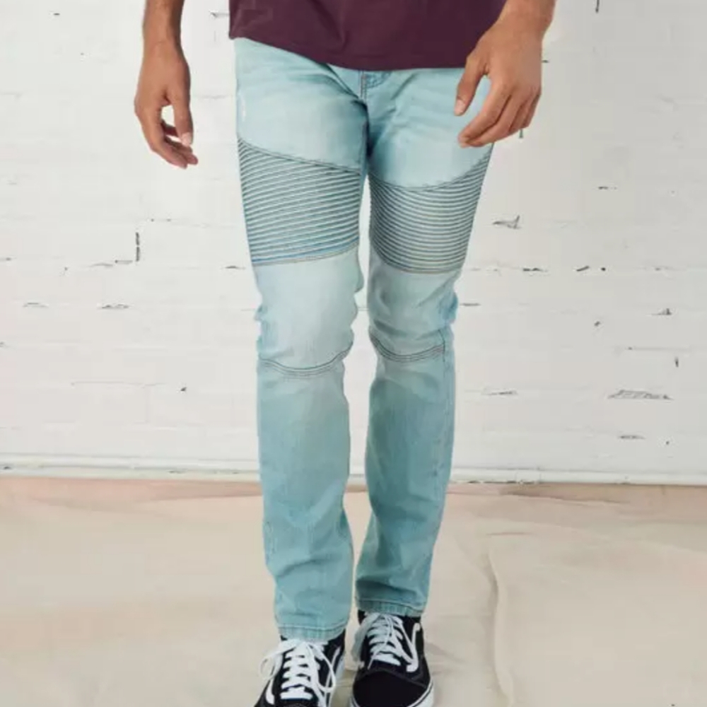 🔻OYW RSQ Seattle Skinny Taper Light Wash Moto Blue Denim Jeans NWT 31 32 33 - Picture 2 of 5